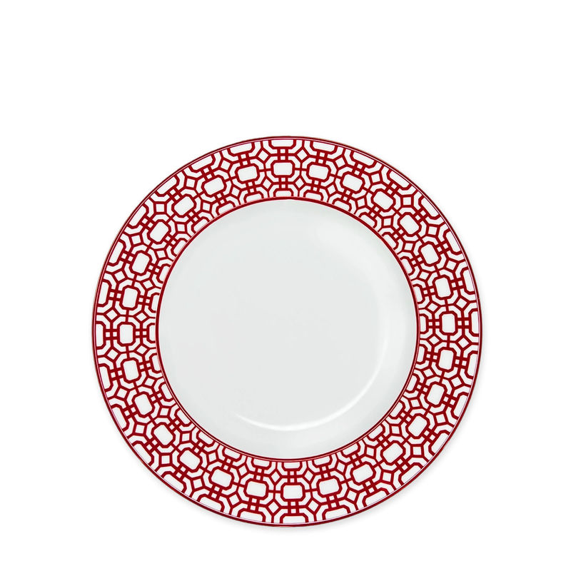 Newport Garden Gate Rimmed Salad Plate - Size:Single - Color:Garden Gate Crimson