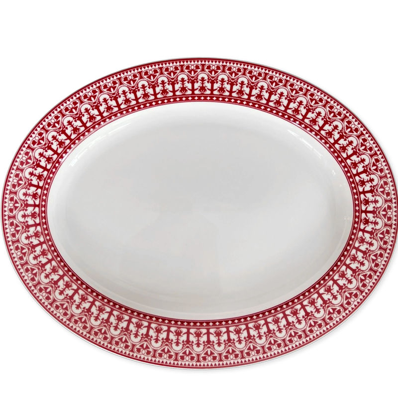 Casablanca Rimmed Oval Platter - Color:Casablanca Crimson