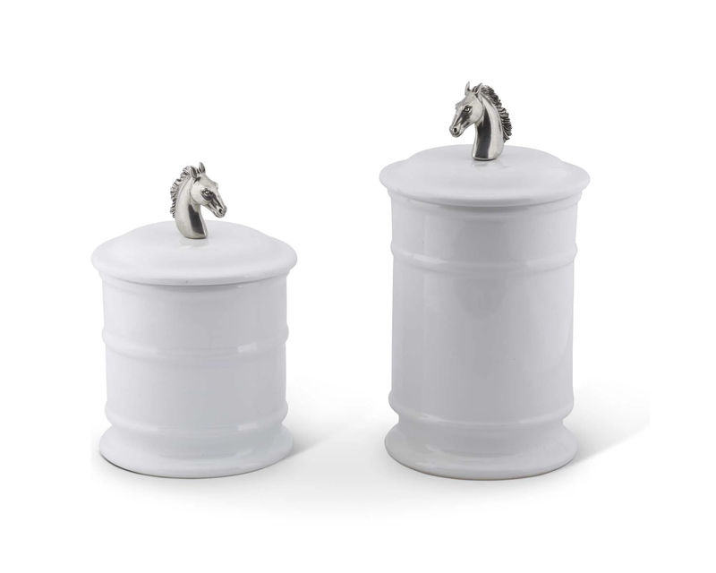 Horse Head Stoneware Canister - Size:Short