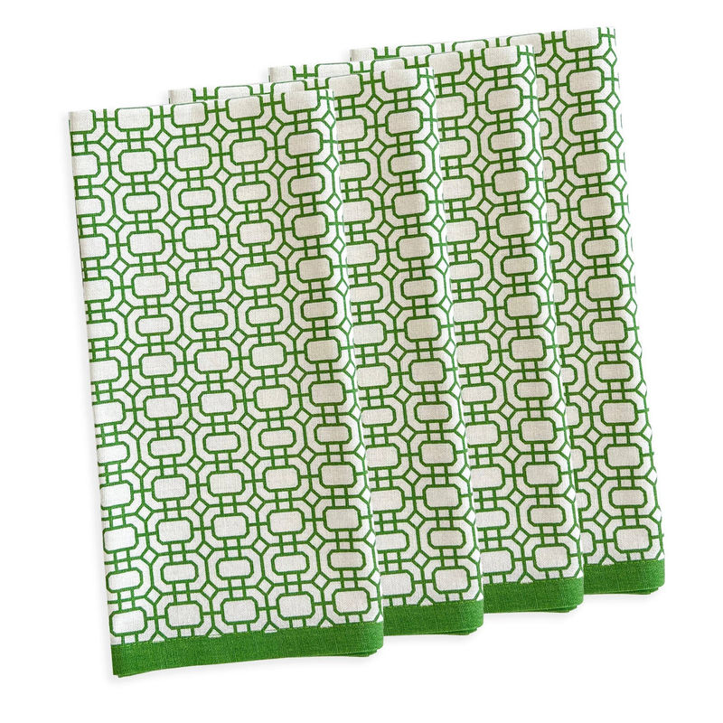 Newport Garden Gate Dinner Napkins, Set of 4 - Color:Garden Gate Verde