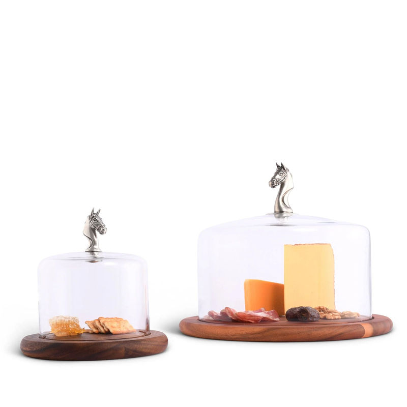 Horse Glass Covered Cheese Wood Board - Size:Wood 13" D