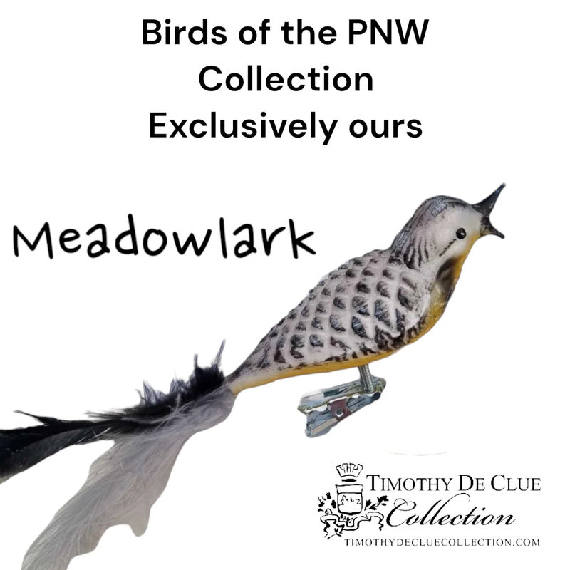 Meadowlark Clip Bird feather Tail- Hand Blown Glass Christmas Ornament | Made in Germany