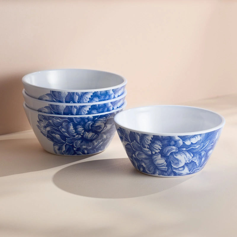 Peony Melamine Cereal Bowls, Set of 4