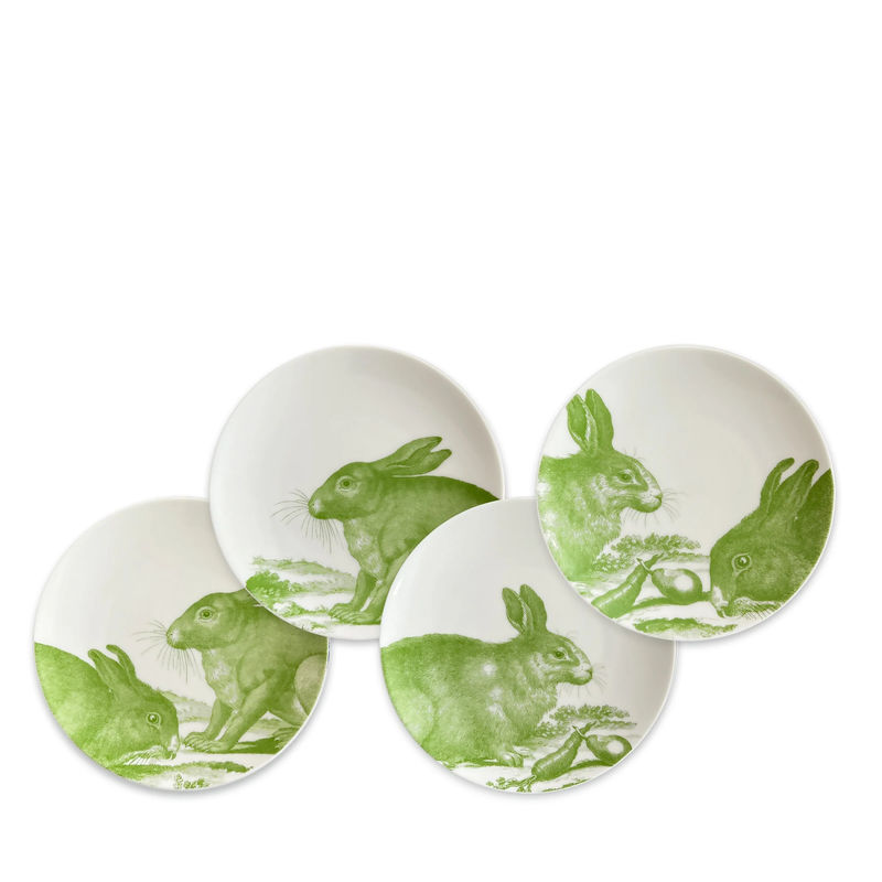 Bunnies Small Plates, Set of 4 - Size:Set of 4 - Color:Green Bunnies