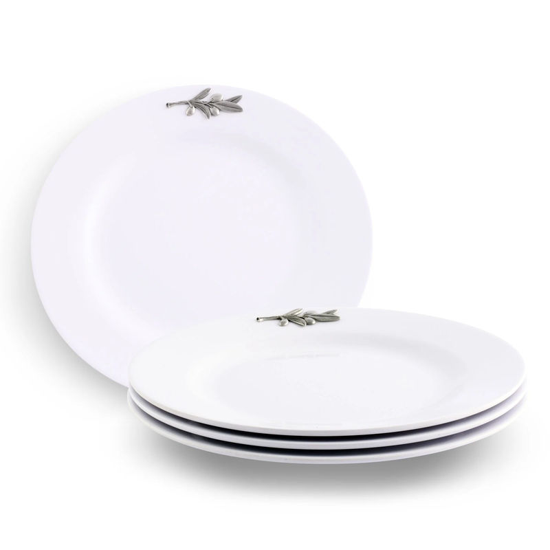 Olive Melamine Lunch Plates - Set of 4
