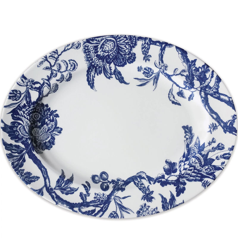 Arcadia Rimmed Oval Platter - Color:Arcadia Blue