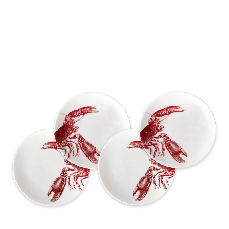 Lobster Small Plates, Set of 4 - Size:Set of 4 - Color:Lobster Red