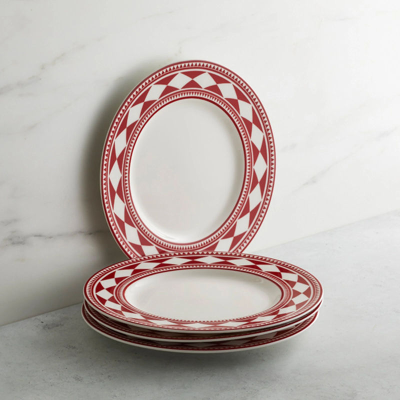 Fez Rimmed Salad Plate - Size:Set of 4 - Color:Fez Crimson
