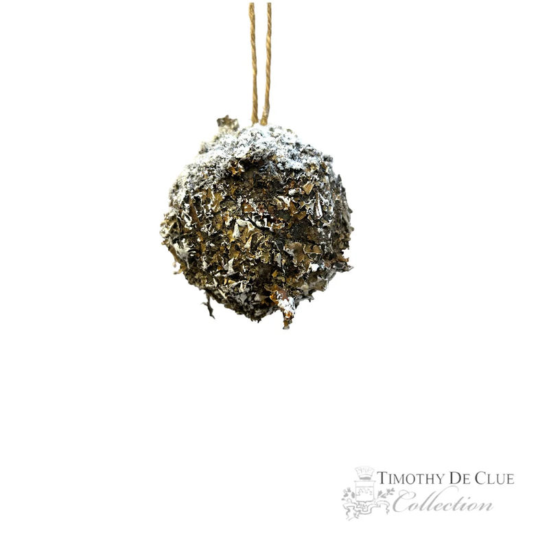 Snowy Iced Moss Lichen Ball 4" or 6.5"- Christmas Ornament Decoration - Size:4 Inch