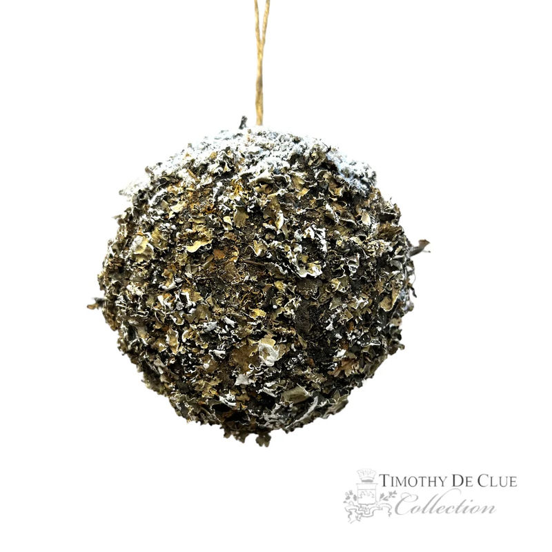 Snowy Iced Moss Lichen Ball 4" or 6.5"- Christmas Ornament Decoration - Size:6.5 Inch