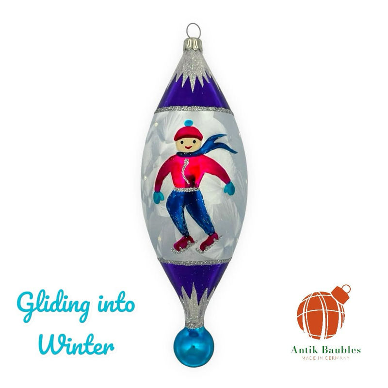 Gliding into Winter 7.5 in Tear Drop- Antik Baubles Exclusive Christmas Ornament