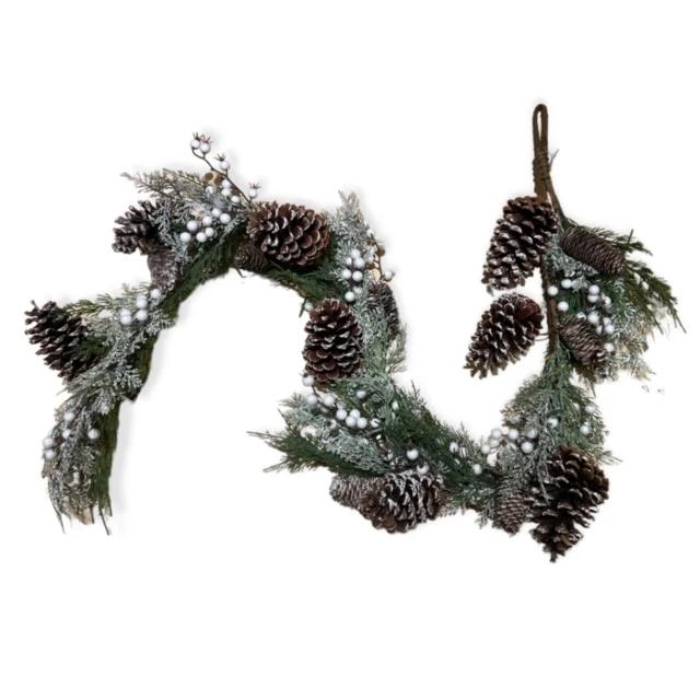 Cedar Berry Pinecone Snowy Winter Garland 5 foot