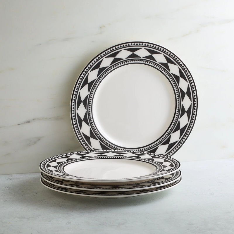 Fez Rimmed Salad Plate - Size:Set of 4 - Color:Fez Black