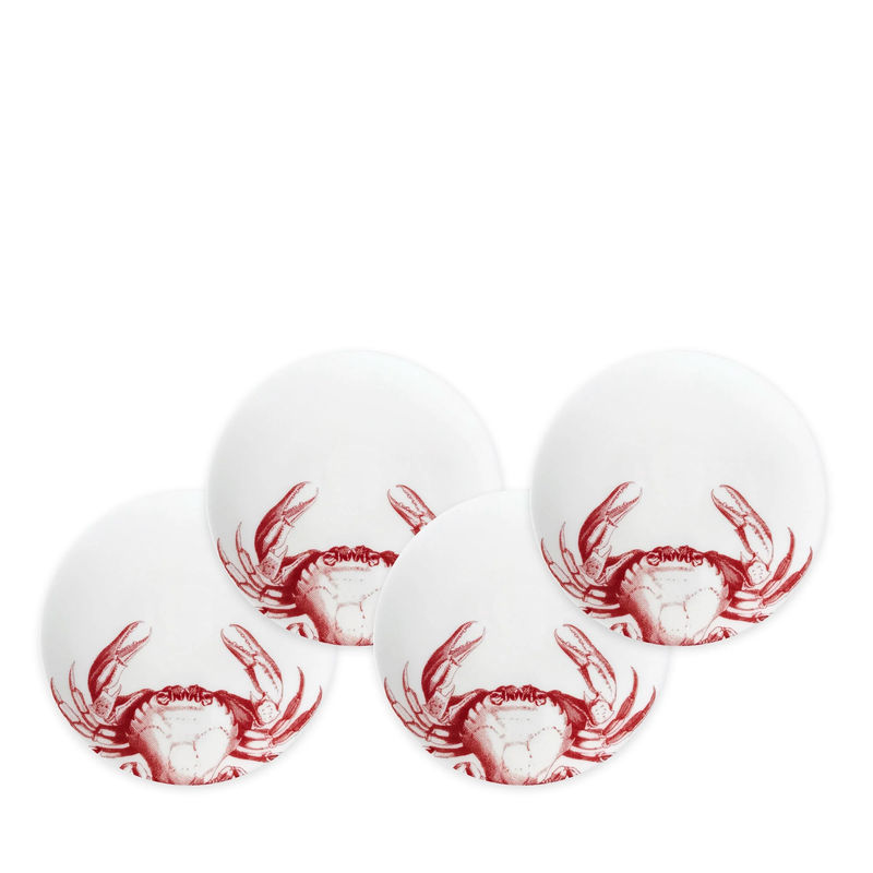 Crab Small Plates, Set of 4 - Size:Set of 4 - Color:Crab Red