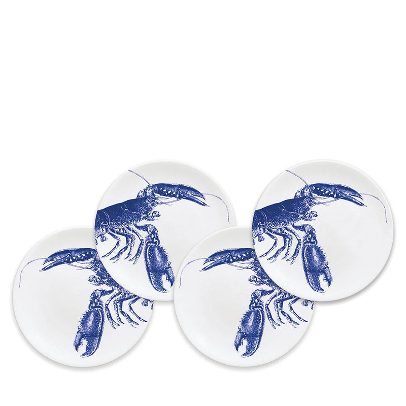 Lobster Small Plates, Set of 4 - Size:Set of 4 - Color:Lobster Blue