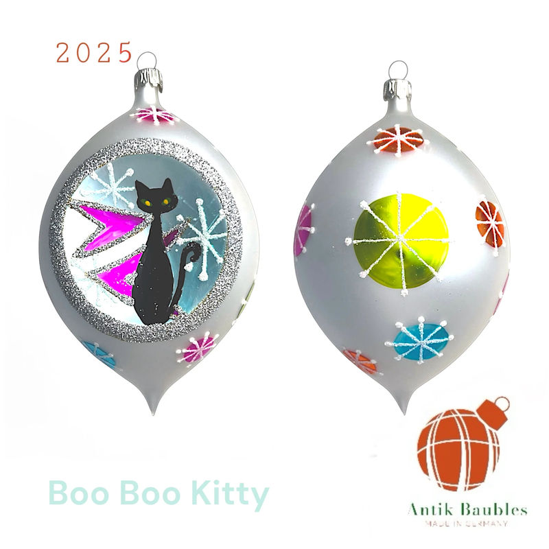 Boo Boo Kitty 3.25 in Tear Drop- Antik Baubles Exclusive Christmas Ornament