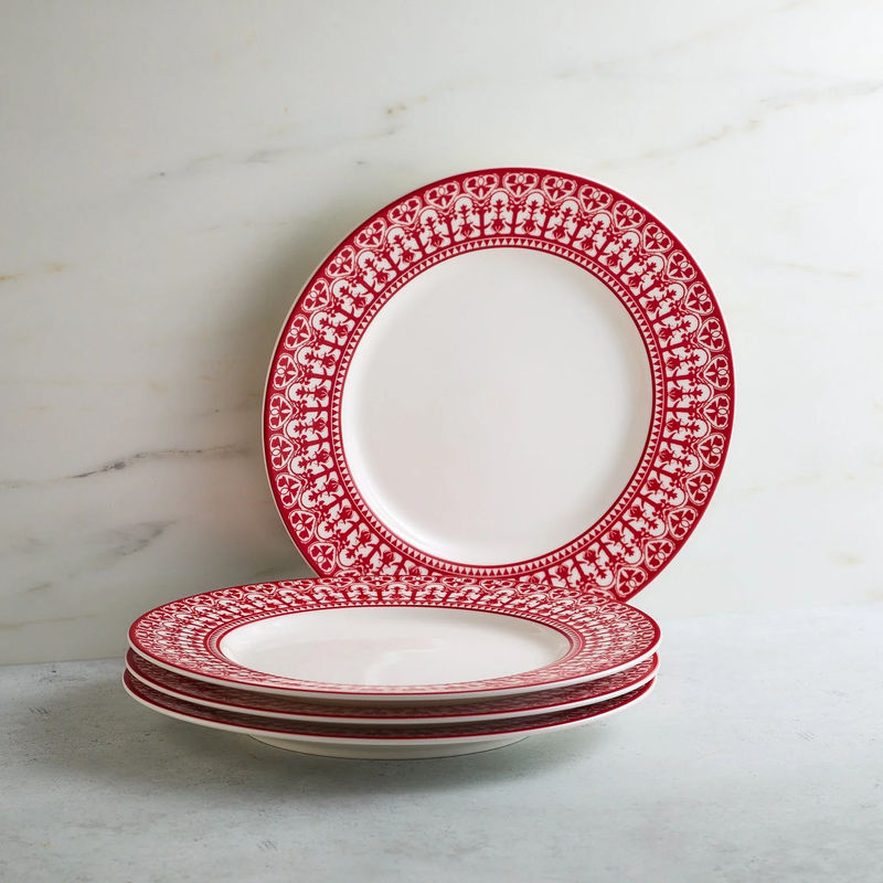Casablanca Rimmed Salad Plate - Size:Set of 4 - Color:Casablanca Crimson
