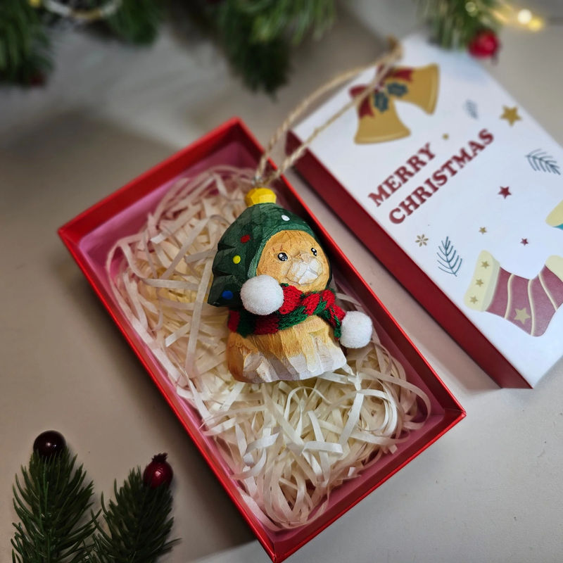 Cat with Scarf Hanging Christmas Tree Ornament – Gift Box Included - Style:WI-H-Cattree-WhiteBox