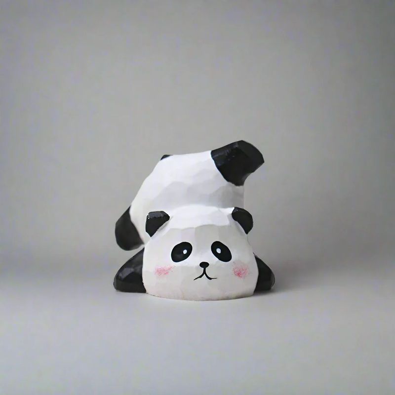 Handcrafted Panda Wooden Figurine - Style:C