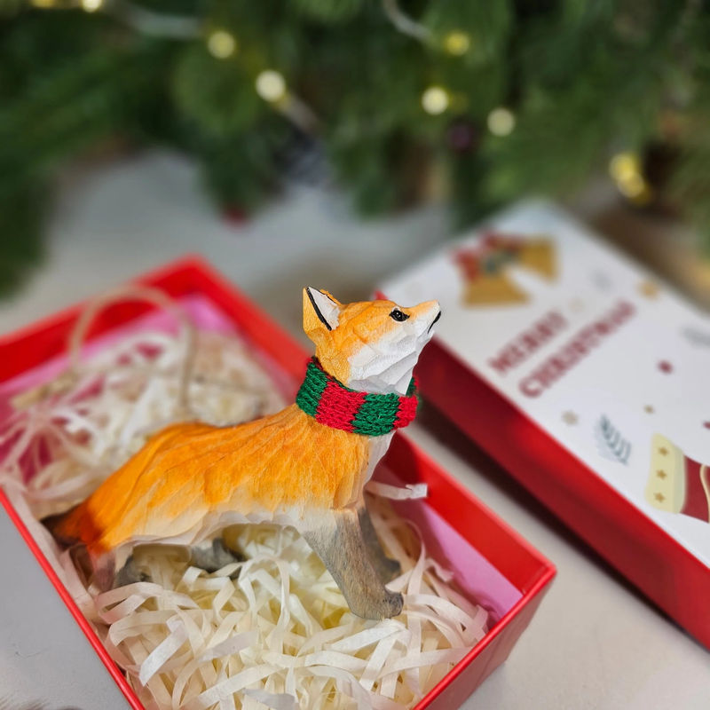 Fox with Scarf Hanging Christmas Tree Ornament – Gift Box Included - Style:Fox-Standing-WhiteBox