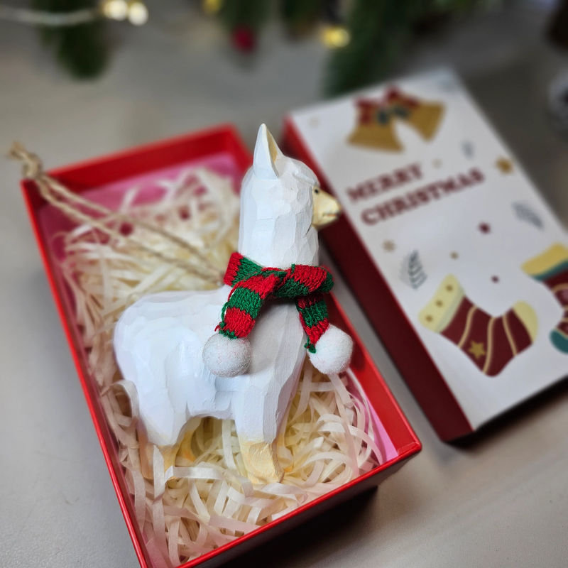 Alpaca with Scarf Hanging Christmas Tree Ornament – Gift Box Included - Style:Alpaca Wif Scarf-White Box