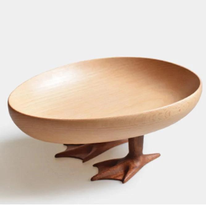 Plates Wooden Handmade Goose or Chicken GO - Style:Goose:25.5x19.5x10.5cm