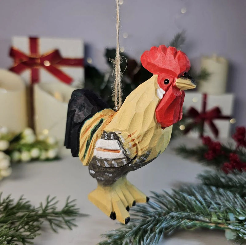Chicken Wooden Hanging Christmas Tree Ornament - Style:Rooster