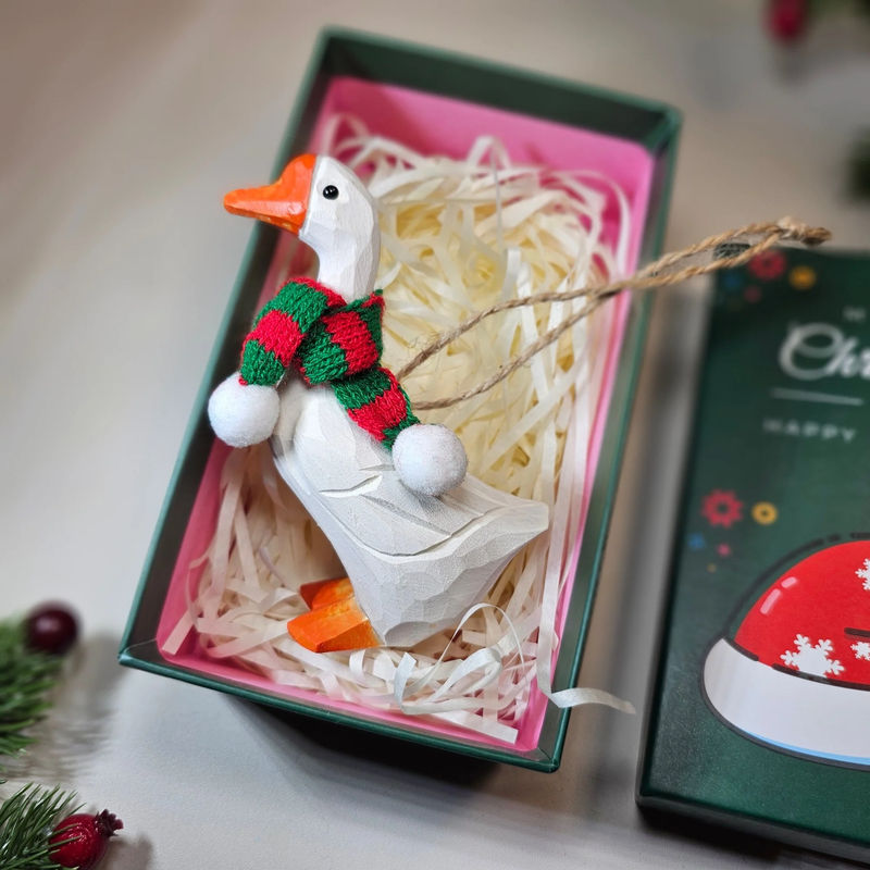 Goose with Scarf Hanging Christmas Tree Ornament – Gift Box Included - Style:Goose With Green GiftBox