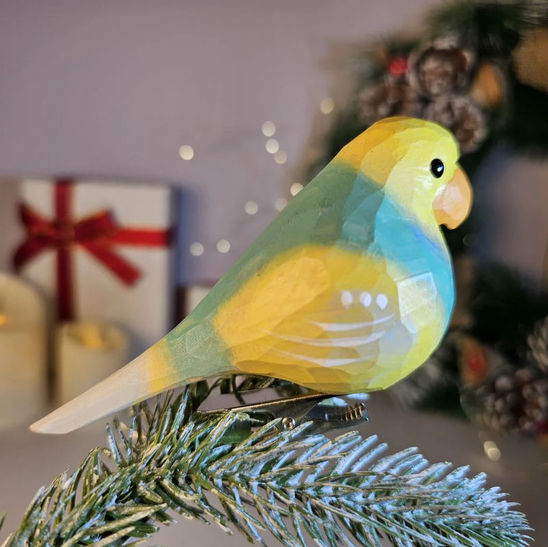 Parakeet Wooden Clip-on Christmas Tree Ornament - Color:Multicolor