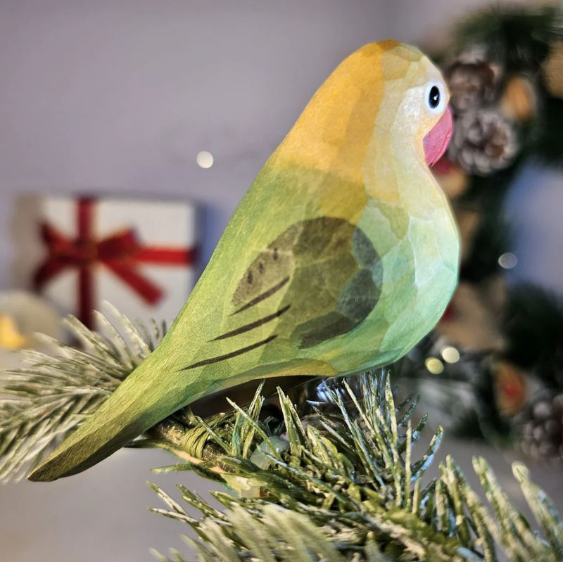 Parakeet Wooden Clip-on Christmas Tree Ornament - Color:Green