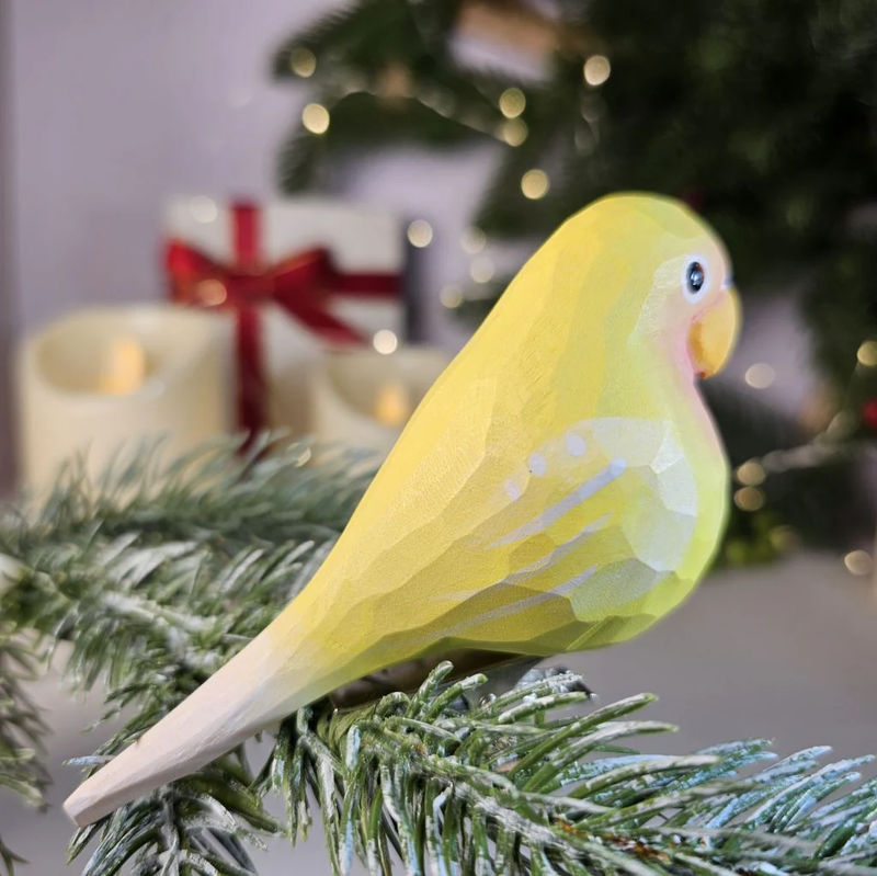 Parakeet Wooden Clip-on Christmas Tree Ornament - Color:Yellow