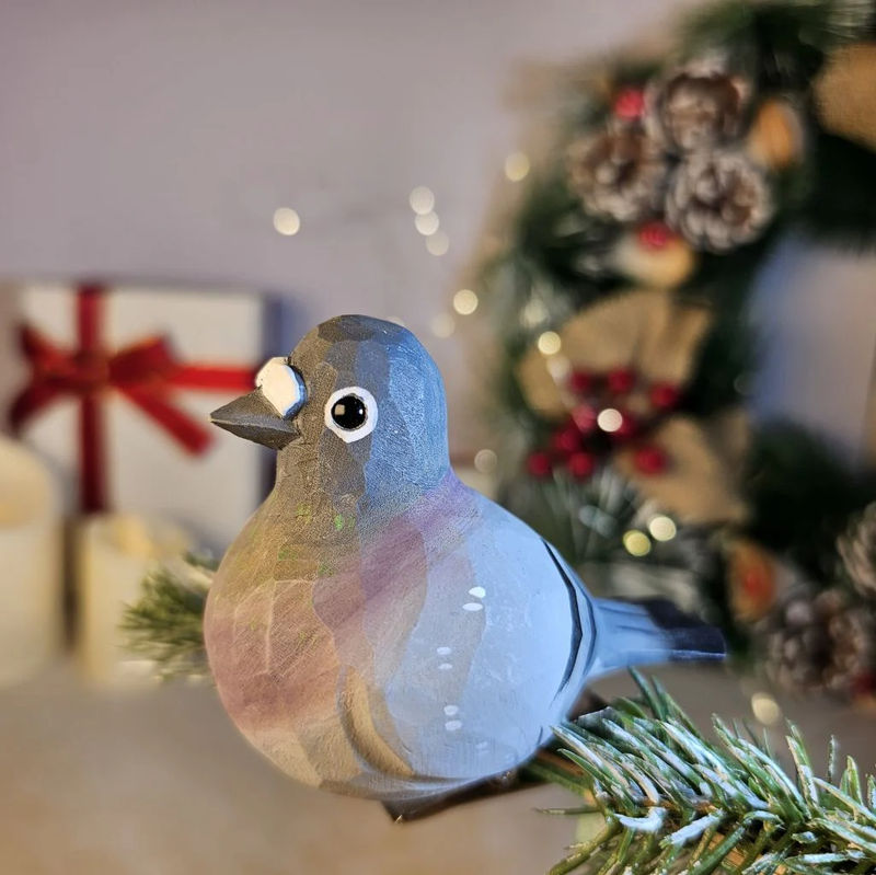 Pigeon Wooden Clip-on Christmas Tree Ornament - Color:Gray