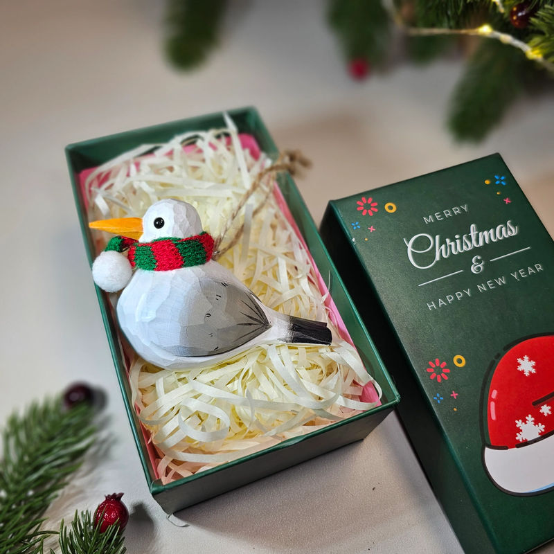 Seagull with Scarf Hanging Christmas Tree Ornament – Gift Box Included - Style:Hanging Seagull - Green GiftBox