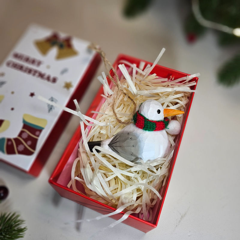 Seagull with Scarf Hanging Christmas Tree Ornament – Gift Box Included - Style:Hanging Seagull - White GiftBox