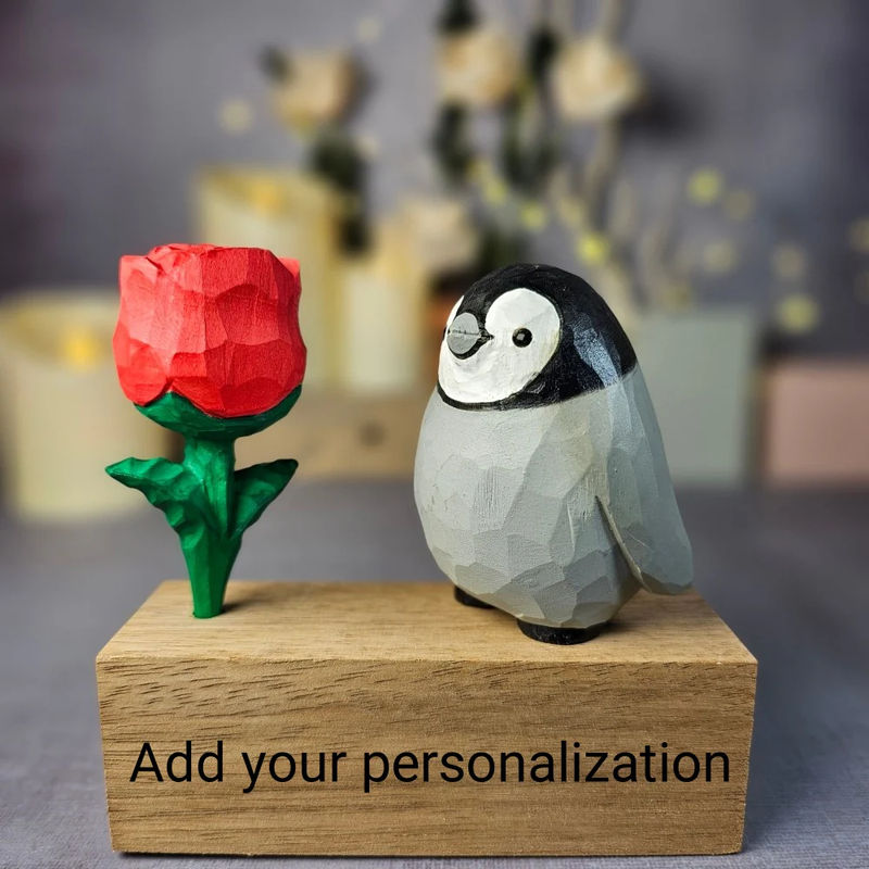 Baby Penguin with Rose