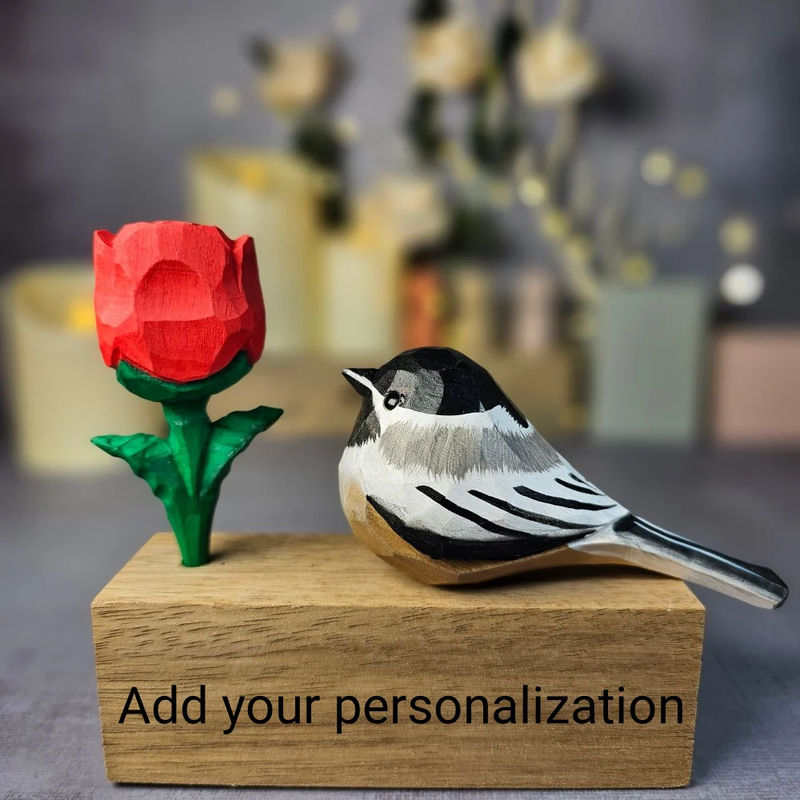 Chickadee with Rose