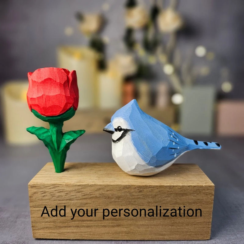 Blue Jay with Rose