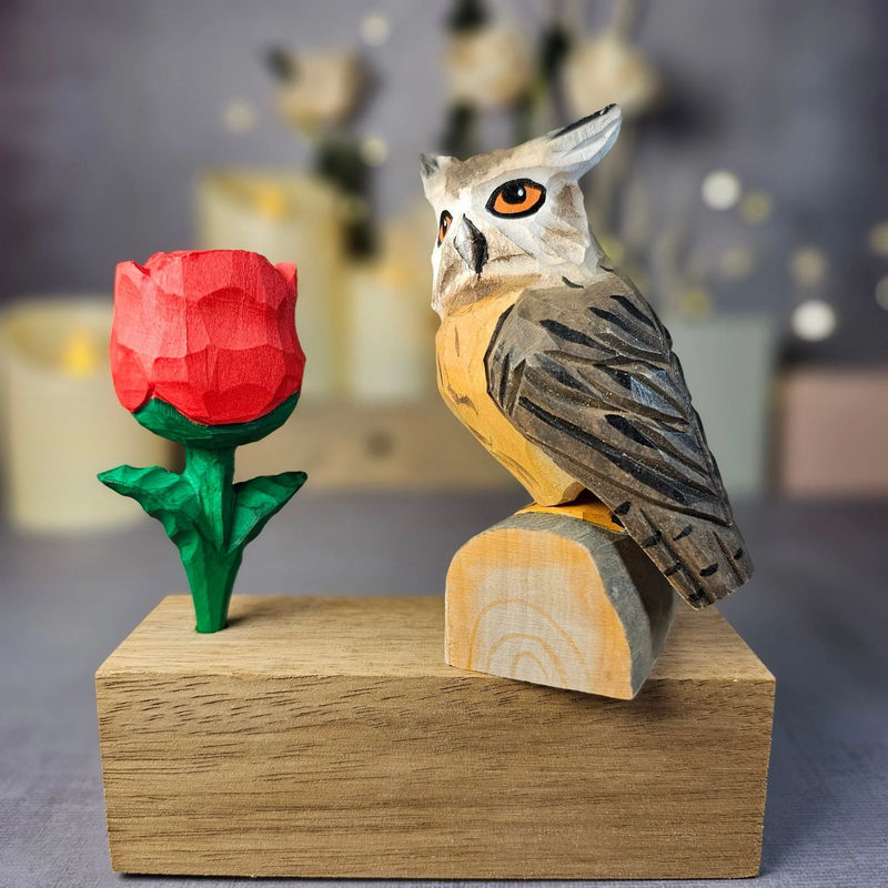 Owl with Rose - Style:A