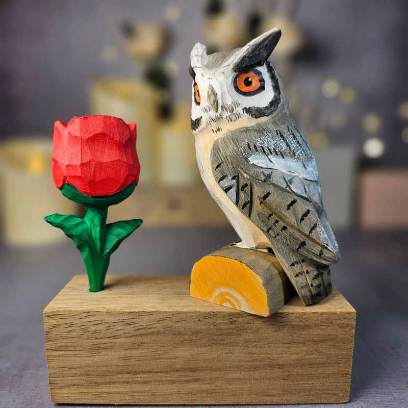 Owl with Rose - Style:B