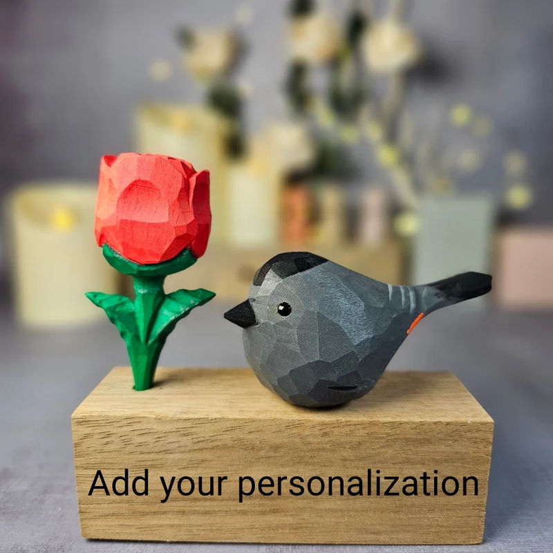 Catbird with Rose