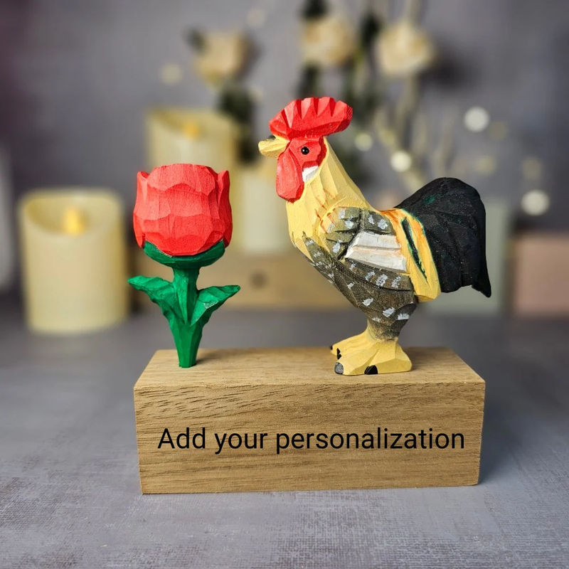 Rooster with Rose