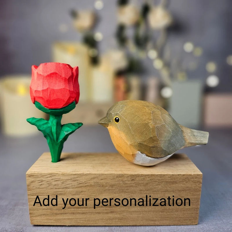 European Robin with Rose