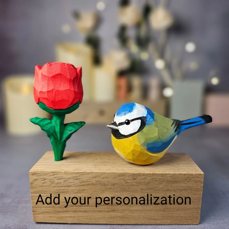 Eurasian Blue Tit with Rose