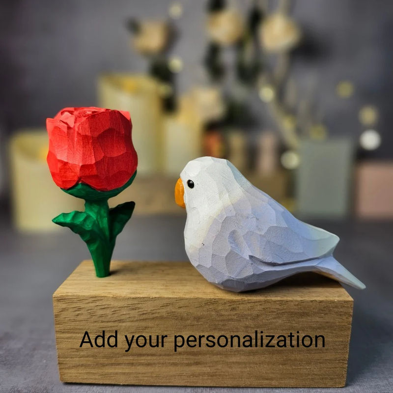 Lovebirds with Rose