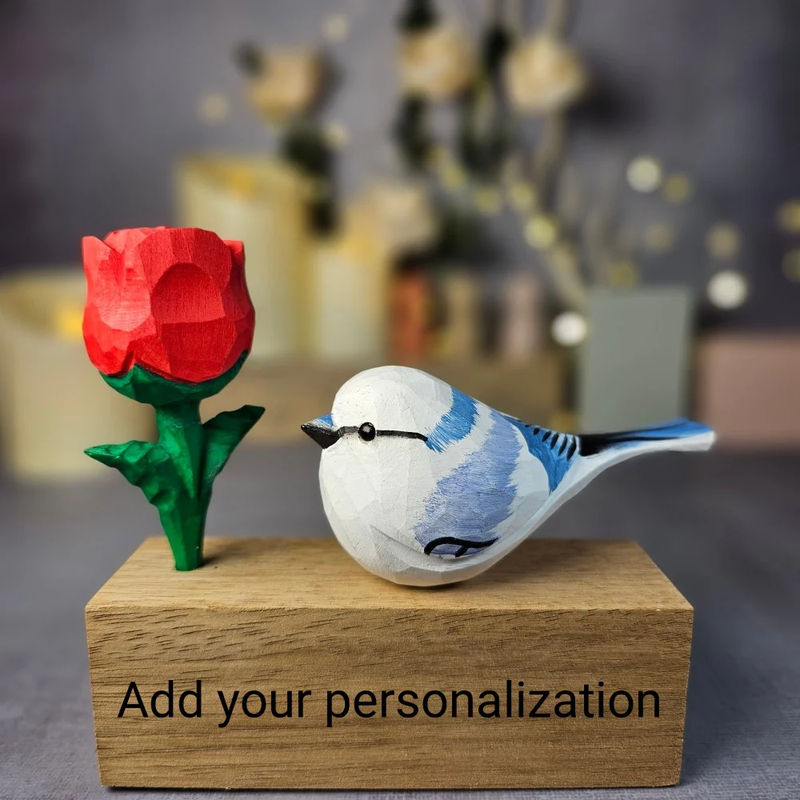 Azure Tit with Rose