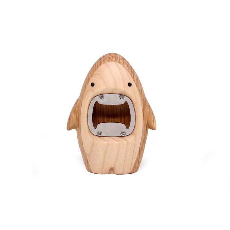 Shark shaped Creative Bottle Opener Wooden Handmade - Color:White Oak