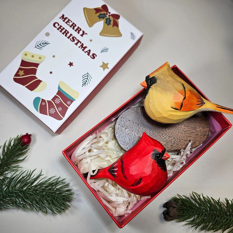 Cardinal Couple Figurine Perfect Holiday or Romantic Gift - Gift Box included - Theme:Holidays