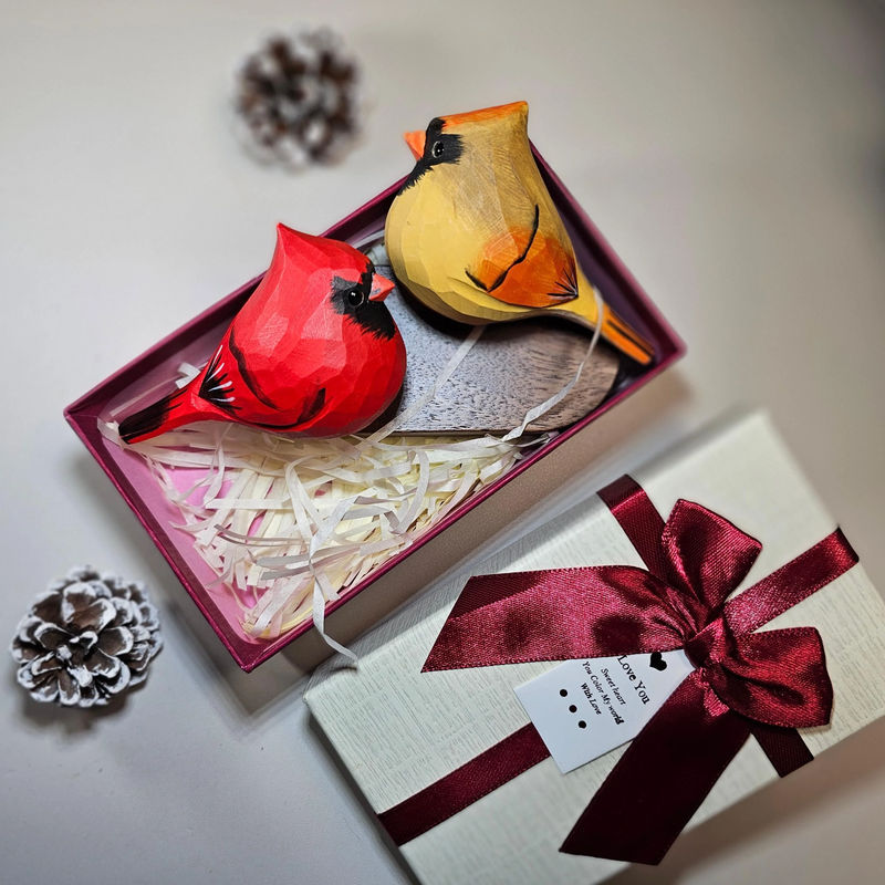 Cardinal Couple Figurine Perfect Holiday or Romantic Gift - Gift Box included - Theme:Romantic