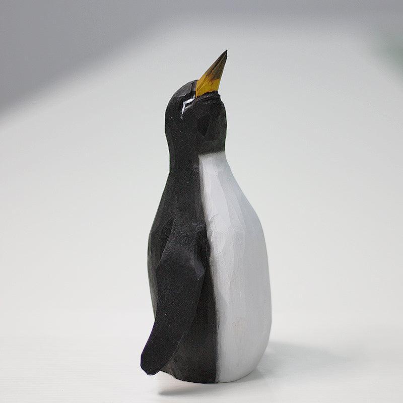 Baby penguin Figurines Hand Carved Painted Wooden - Style:Adult penguin