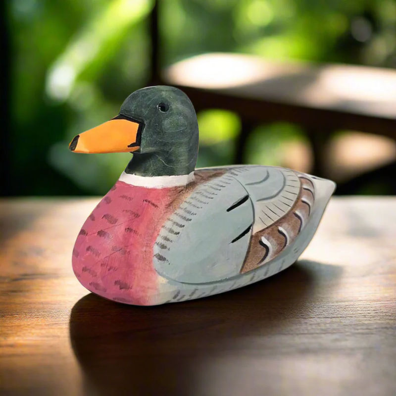 Majestic Mallard Figurine - Hand-Painted Wooden Sculpture for Wildlife Enthusiasts - Color:Mallard C